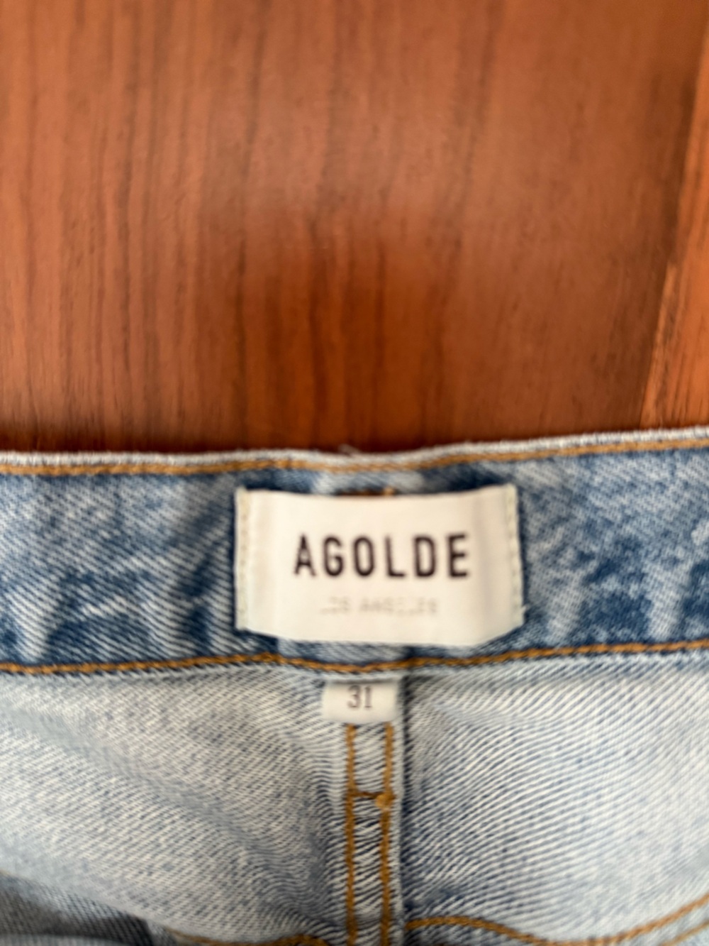 Agolde Parker Long Denim Cutoff Shorts - Picture 3 of 3